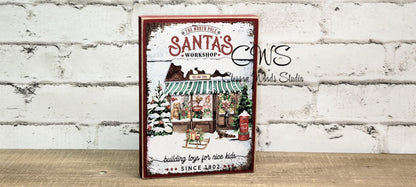 Santa's Workshop Wood Block Sign