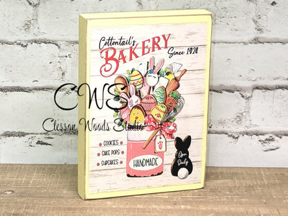 Cottontails Bakery Wood Block Sign