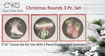 Christmas Rounds 3 Pc 5"x5" Canvas Set
