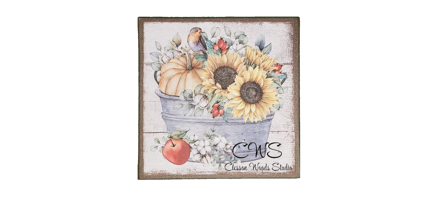 Fall Sunflowers 3 Pc 5"x5" Canvas Set