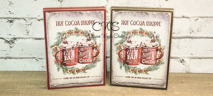 Hot Cocoa Shoppe Wood Block Sign