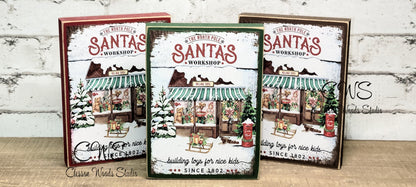 Santa's Workshop Wood Block Sign