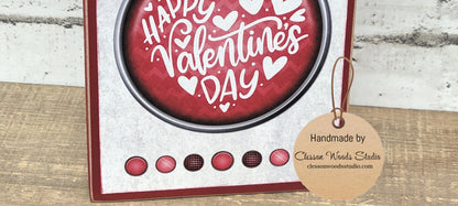 Happy Valentines Day Circle Red Wood Block Sign Tiered Tray Sign