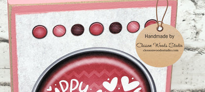Happy Valentines Day Circle Pink Wood Block Sign Tiered Tray Sign