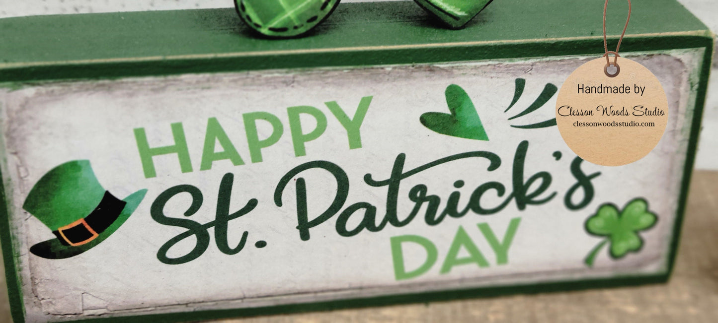 Happy St Patrick's Day 4 Piece Wood Block Set