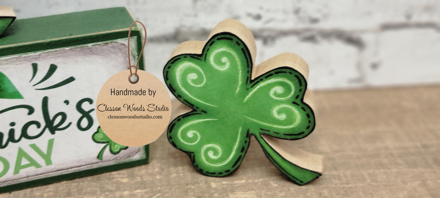 Happy St Patrick's Day 4 Piece Wood Block Set