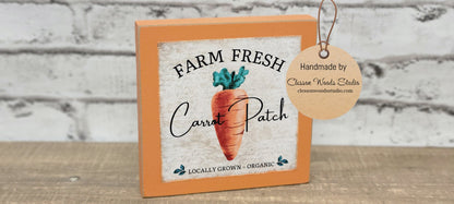 Farm Fresh Carrot Patch Square Wood  Sign