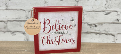 Believe In The Magic of Christmas Square Wood Sign