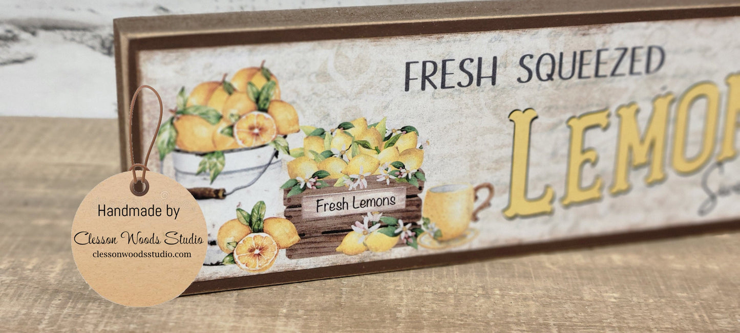 Fresh Squeezed Lemonade 2.5"x9" Wood Sign