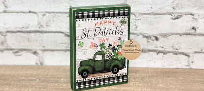Happy St. Patrick's Day Green Truck of Shamrocks Wood Sign