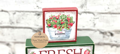 Fresh Strawberries 3 Piece Wood Block Stack