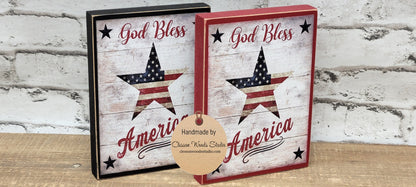 God Bless America Star Wood Sign