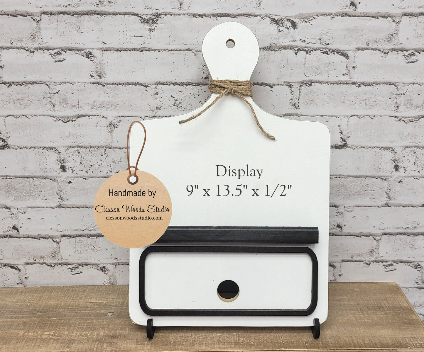 Bread Board Display Only White With Black Frame and Shelf