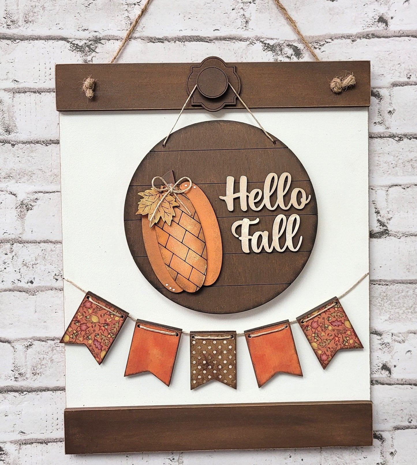 Hello Fall 6 Inch Round Sign & Banner