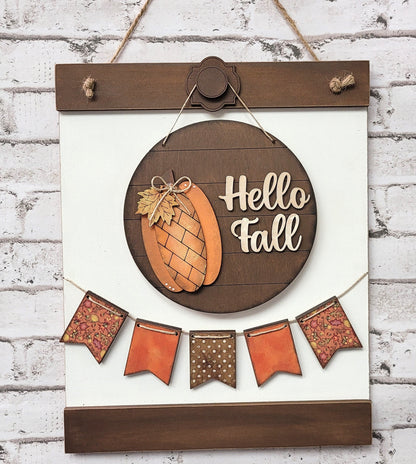 Hello Fall 6 Inch Round Sign & Banner