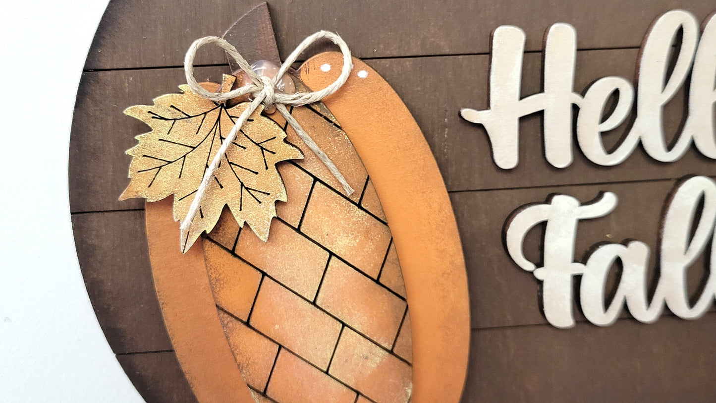 Hello Fall 6 Inch Round Sign & Banner