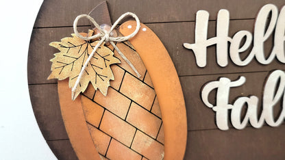 Hello Fall 6 Inch Round Sign & Banner