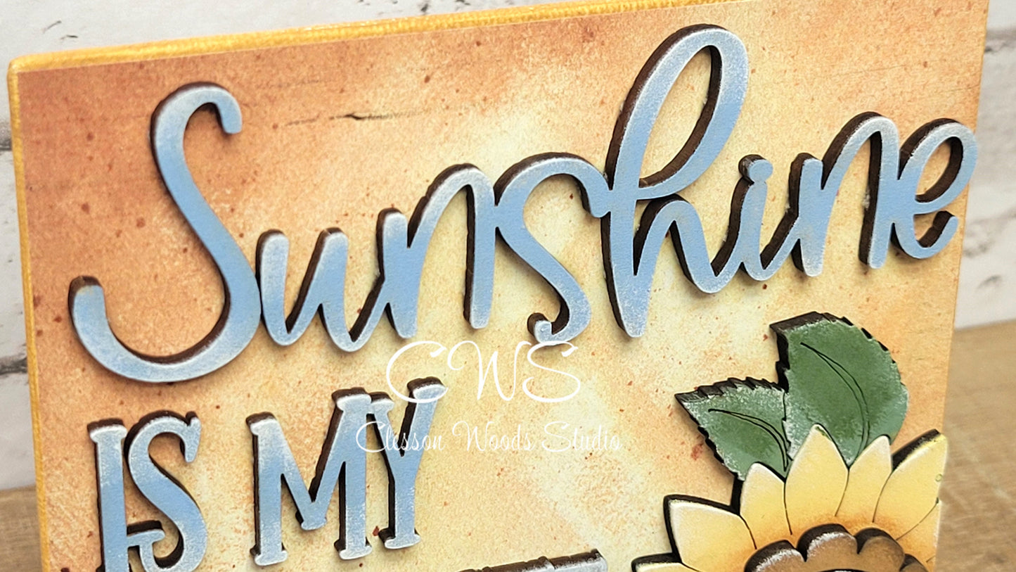 Sunshine is My Favorite Color 2 Laser Cut Wood 5"x5" Insert
