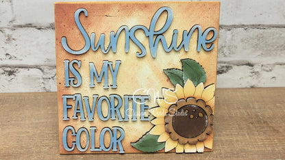 Sunshine is My Favorite Color 2 Laser Cut Wood 5"x5" Insert