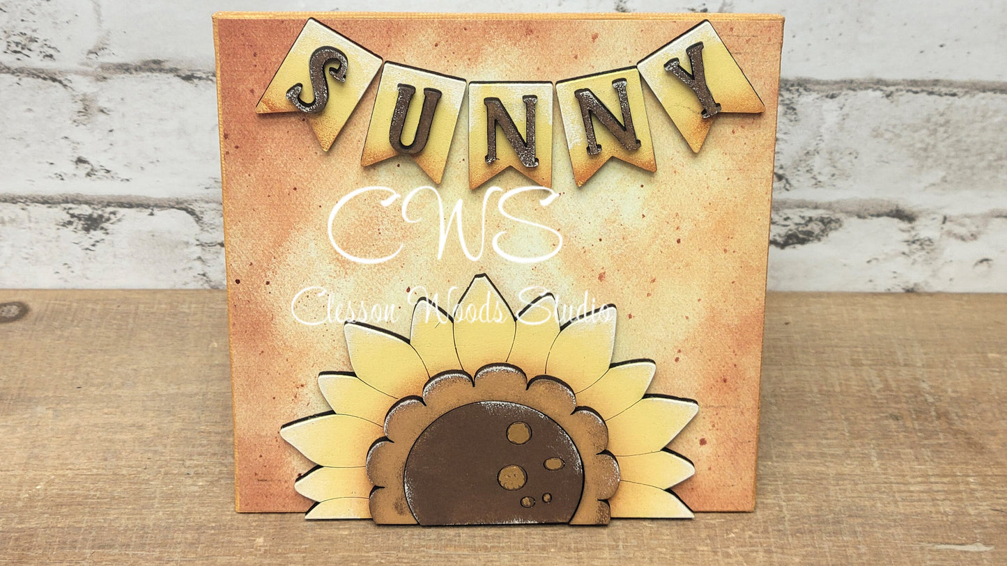 Sunny Sunflower Laser Cut Wood 5"x5" Insert