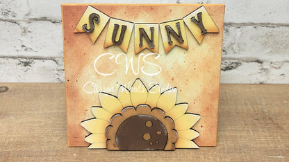 Sunny Sunflower Laser Cut Wood 5"x5" Insert