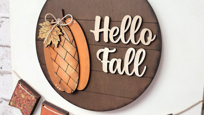 Hello Fall 6 Inch Round Sign & Banner