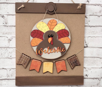 Round Sign & Banner Tan/Brown Interchangeable Display