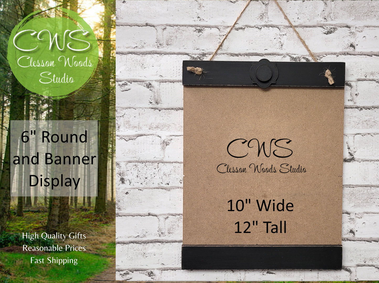 Round Sign & Banner Tan/Black Interchangeable Display