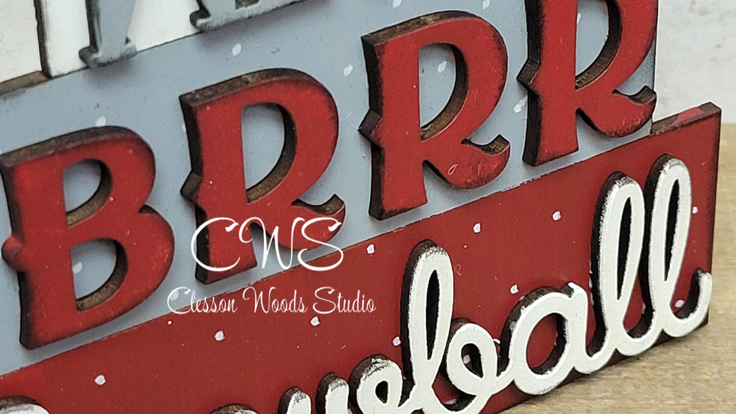Winter Brrr Snowball Faux Block Stack Winter Sign