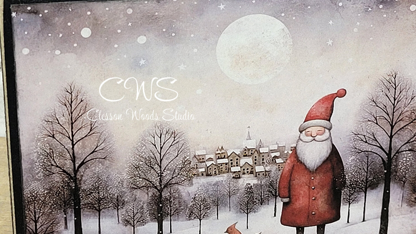 Old Time Santa 3 Wood Block Sign