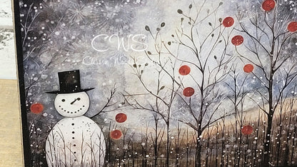 Old Time Snowman 1 Wood Block Sign