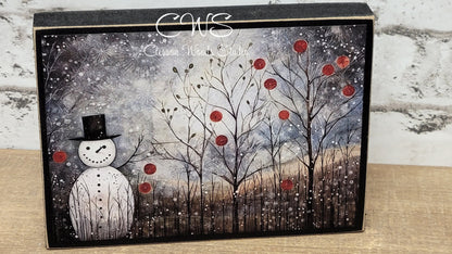 Old Time Snowman 1 Wood Block Sign