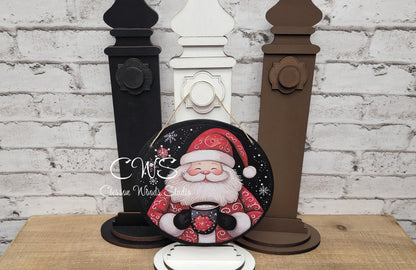 Santa and Cocoa 6 Inch Round Hanging Sign