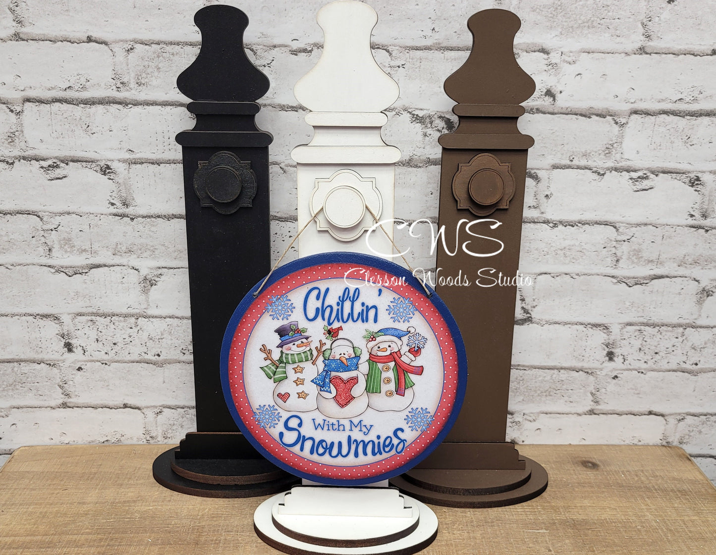 Chillin With My Snowmies 6 Inch Round Hanging Sign