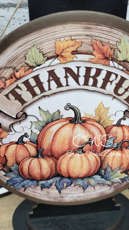Thankful Pumpkins 6 Inch Round Hanging Sign