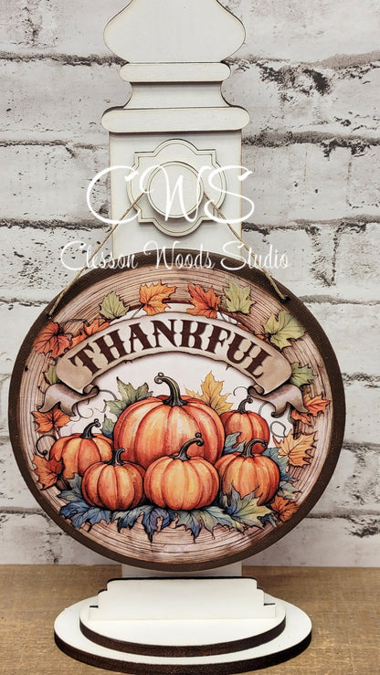 Thankful Pumpkins 6 Inch Round Hanging Sign