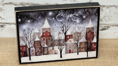 Winter Village 2 Wood Block Sign