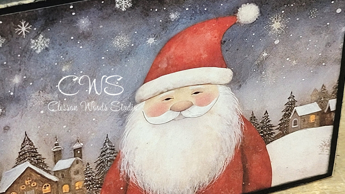 Old Time Santa 1 Wood Block Sign