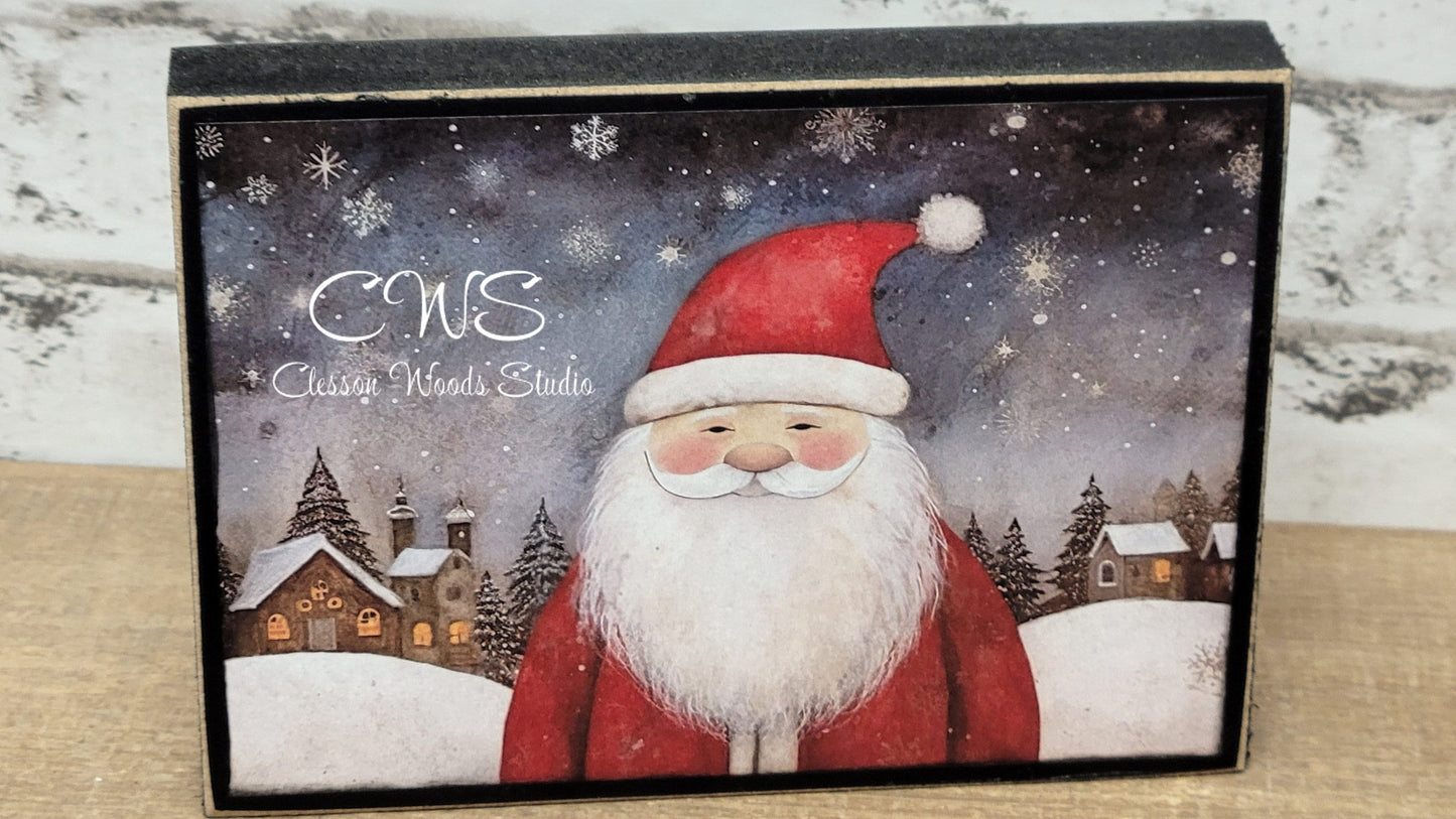 Old Time Santa 1 Wood Block Sign