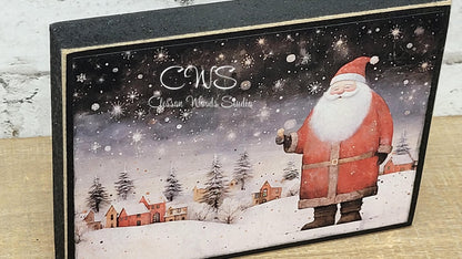 Old Time Santa 2 Wood Block Sign