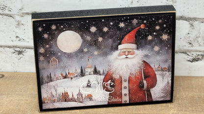 Old Time Santa 5 Wood Block Sign