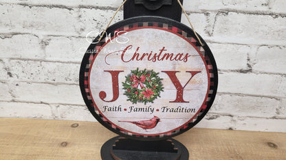 Christmas Joy 6 Inch Round Hanging Sign