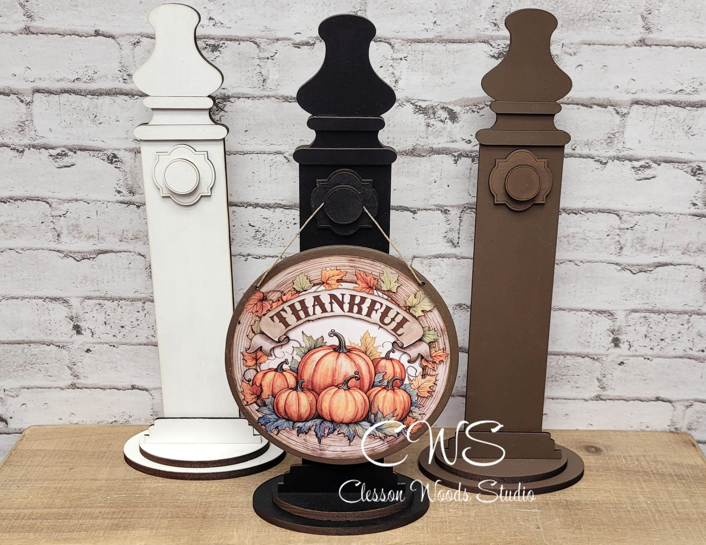 Thankful Pumpkins 6 Inch Round Hanging Sign