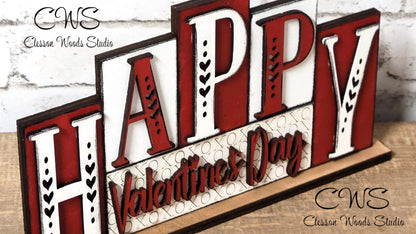Happy Valentines Day Red and White Word Block Sign