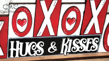 Valentine XOXO Hugs and Kisses Word Block Sign