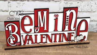 Be Mine Valentine Red and White Word Block Sign