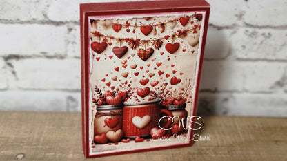 Valentine Cocoa and Mason Jars Wood Block Sign