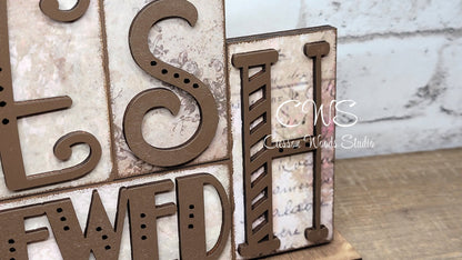 Fresh Brewed Coffee Word Block Sign